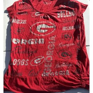 G-III Sports For Her Red UGA University Of Georgia Bulldogs Women's Shirt Sz XL